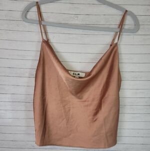 O.L.M. SATIN CROP CAMISOLE, SZ LARGE